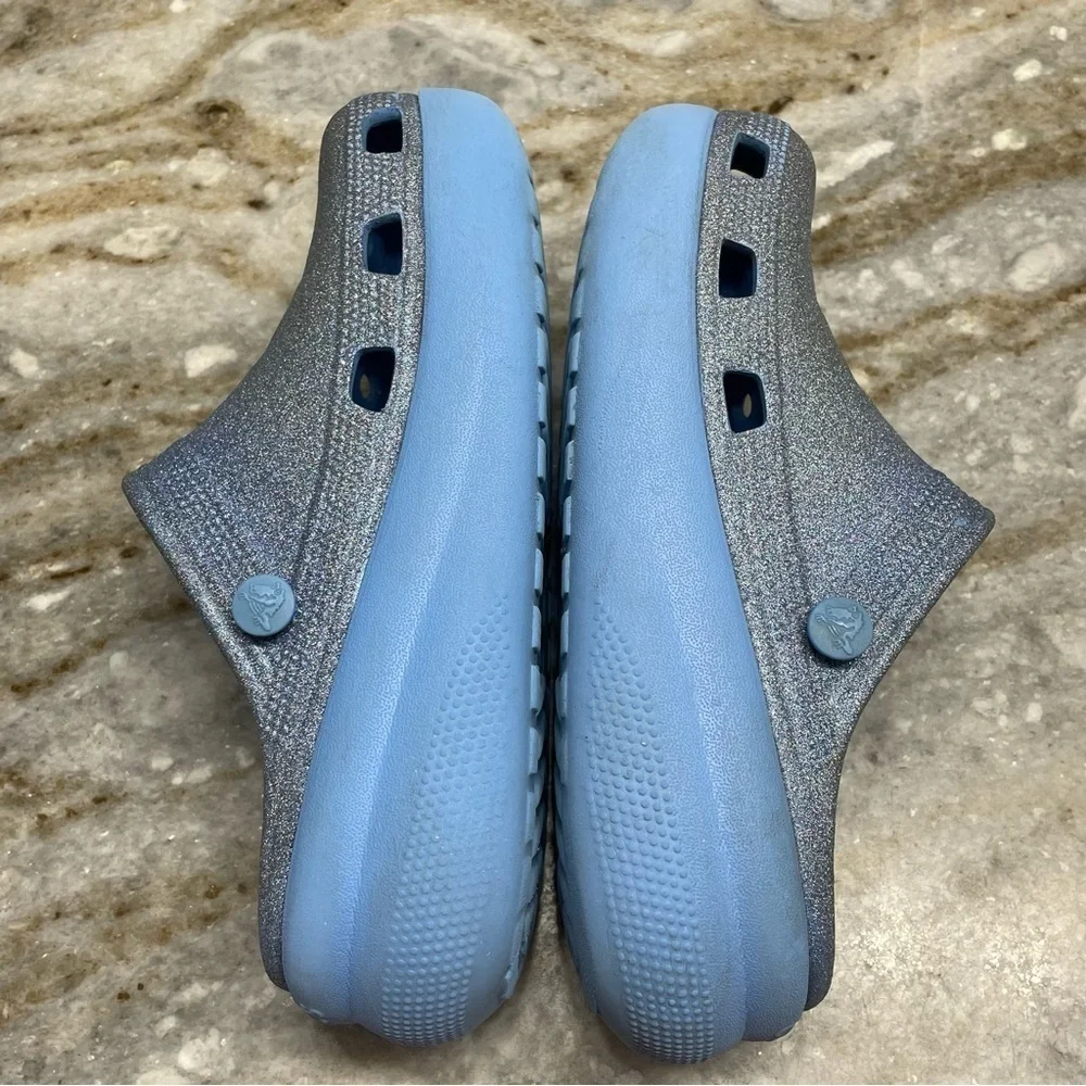Crocs Kids' Cutie Crush Glitter Clog Shoes Girls Youth Size J3 blue ocean